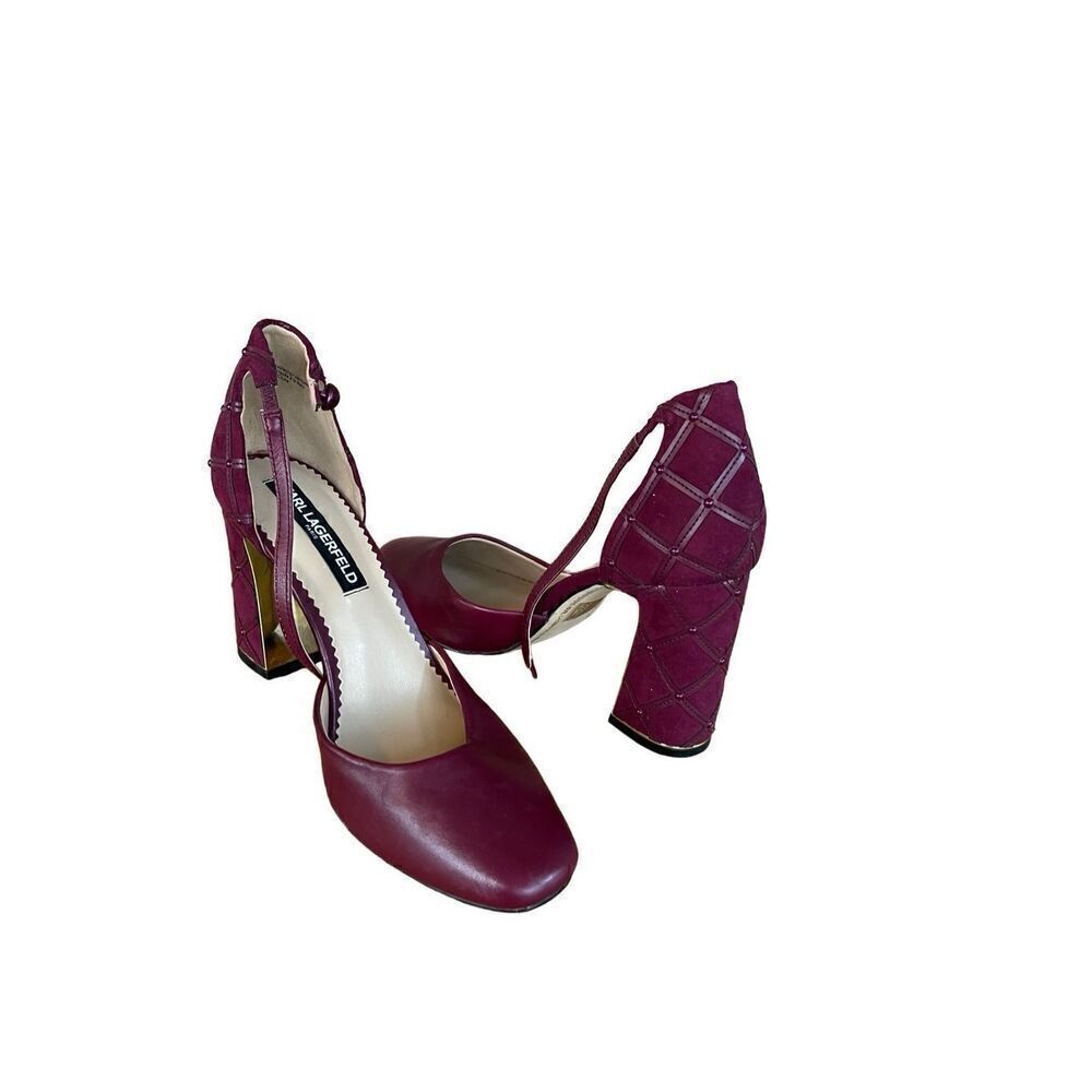 Karl Lagerfeld Womens Purple Currant Leather Gracy D' Orsay Pump Size 7.5